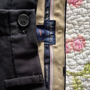 Dockers Black Flex Comfort Trousers Flat Front 34x29
